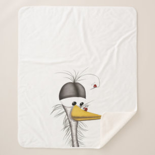 Funny Egret Cartoon Sherpa Blanket