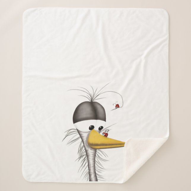 Funny Egret Cartoon Sherpa Blanket (Front)