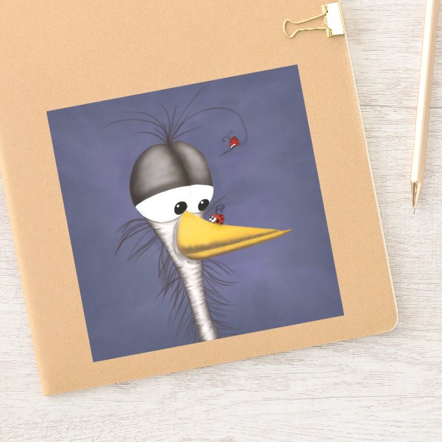Funny Egret Cartoon Sticker (Notebook)
