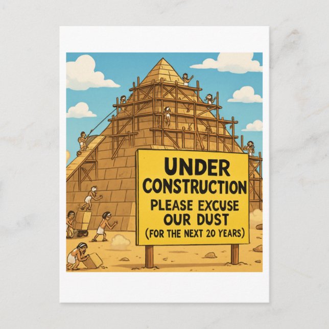 Funny Egyptian Construction | Pyramids Under Dust Postcard (Front)