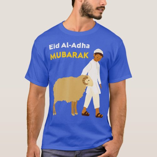 Funny Eid al adha Eid mubarak with sheep Cute curl T_Shirt