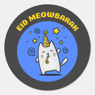 Funny Eid Cat Classic Round Sticker