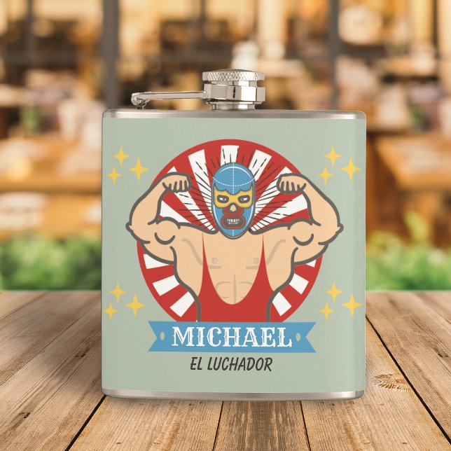 Funny El Luchador Mexican Lucha Libre Tequila Flask (Creator Uploaded)