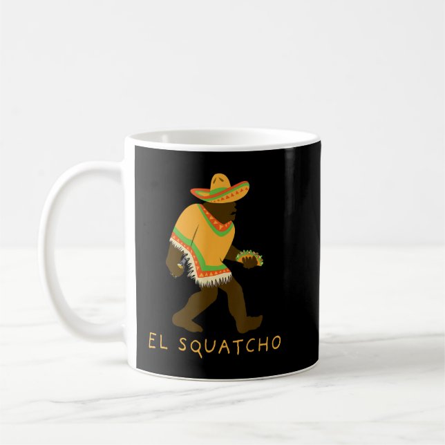 Funny El Squatcho Bigfoot With Taco, Beer, Pacho,  Coffee Mug (Left)