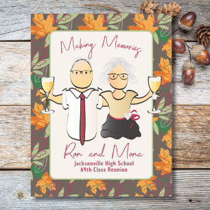 Funny Elderly Couple Cartoon Autumn Cruise Door Magnetic Dry Erase Sheet