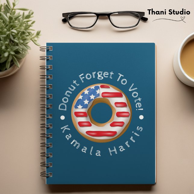 Funny Election Donut Forget to Vote Dark Notebook (-)