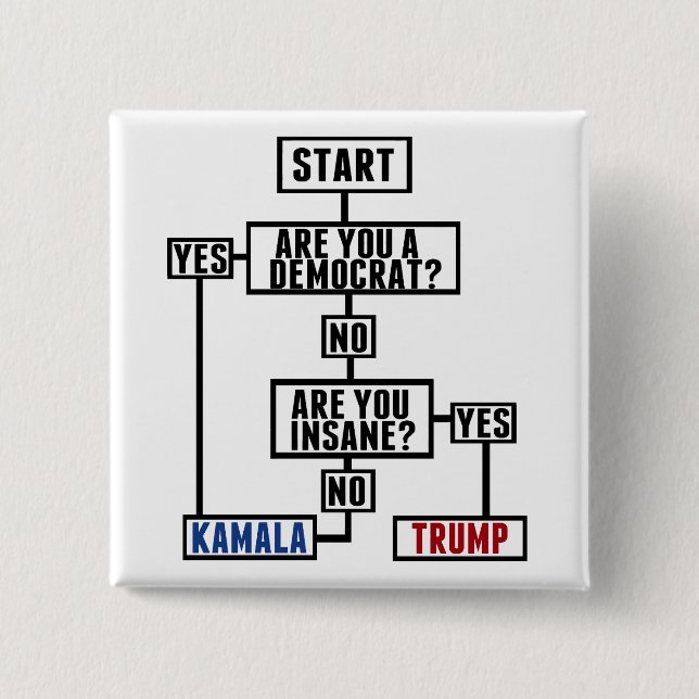 Funny Election Flow Chart Vote Kamala Anti trump Button (Front)
