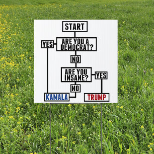 Funny Election Flow Chart Vote Kamala Yard Sign