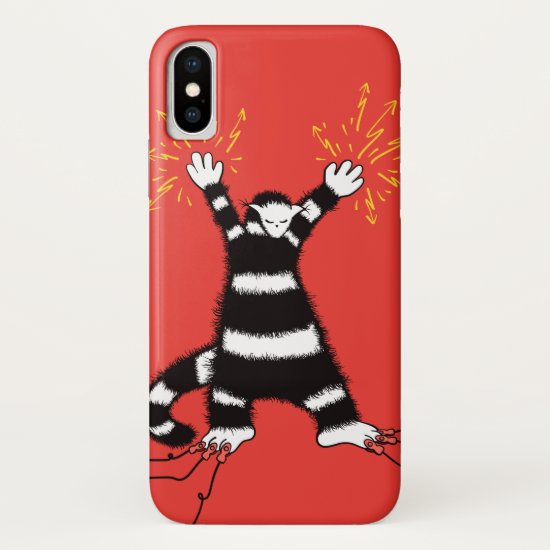 Funny electric cat shirt with a weird character il iPhone x case