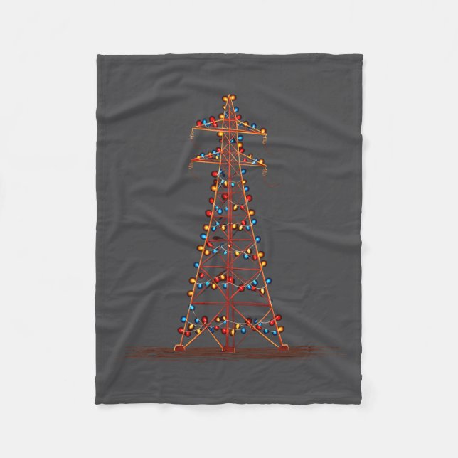 Funny Electric Pylon Christmas Graphics Lights Lov Fleece Blanket (Front)