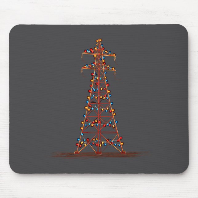 Funny Electric Pylon Christmas Graphics Lights Lov Mouse Pad (Front)