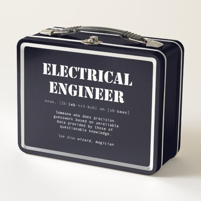 Funny Electrical Engineer Definition Gift Metal Lunch Box (Front)