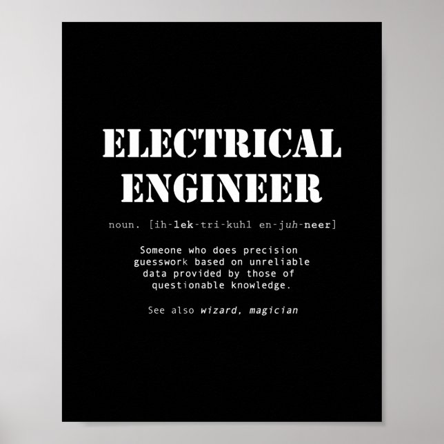 Funny Electrical Engineer Definition Gift Poster (Front)