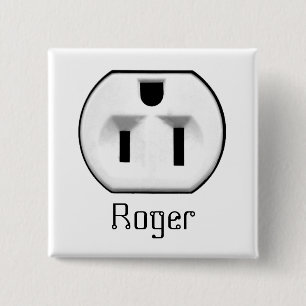 Funny Electrical Outlet Name Badge   Name Tags Button