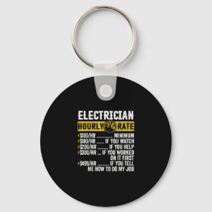 Funny Electrician Apparel, Hourly Rate Men Keychain