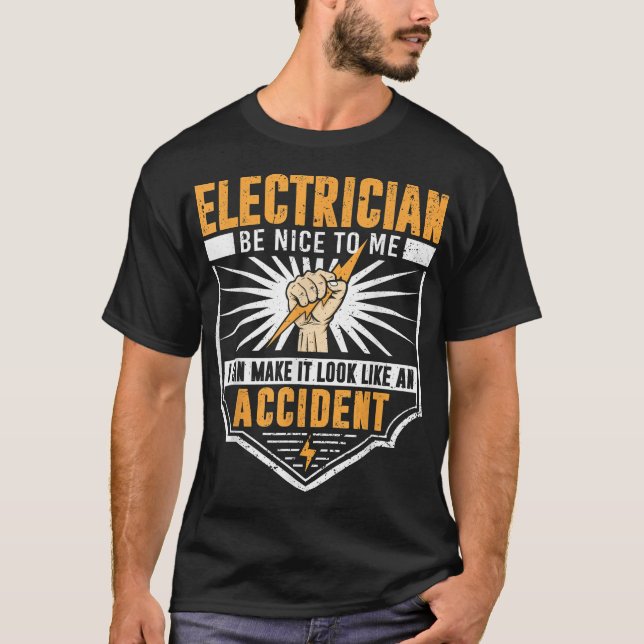 Funny Electrician Art Men Electrical Engineer Humo T-Shirt (Front)