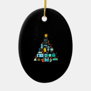 Funny Electrician Christmas Tree Ceramic Ornament
