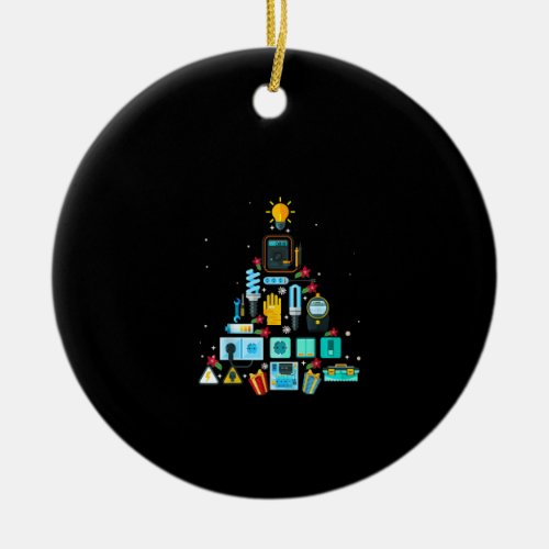 Funny Electrician Christmas Tree Ceramic Ornament