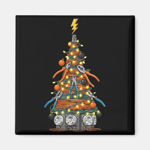 Funny Electrician Christmas Tree Xmas Graphic Men Magnet