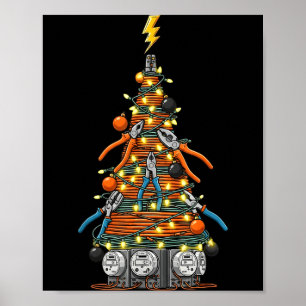 Funny Electrician Christmas Tree Xmas Graphic Men Poster