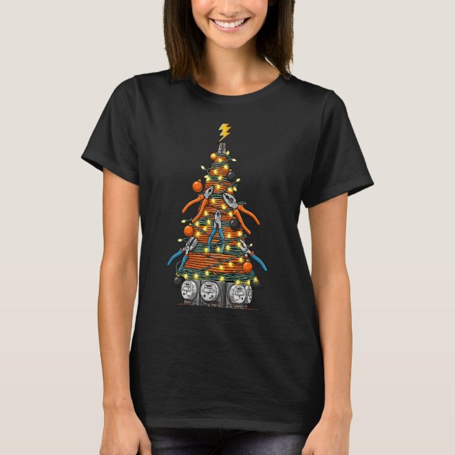 Funny Electrician Christmas Tree Xmas Graphic Men  T-Shirt (Front)
