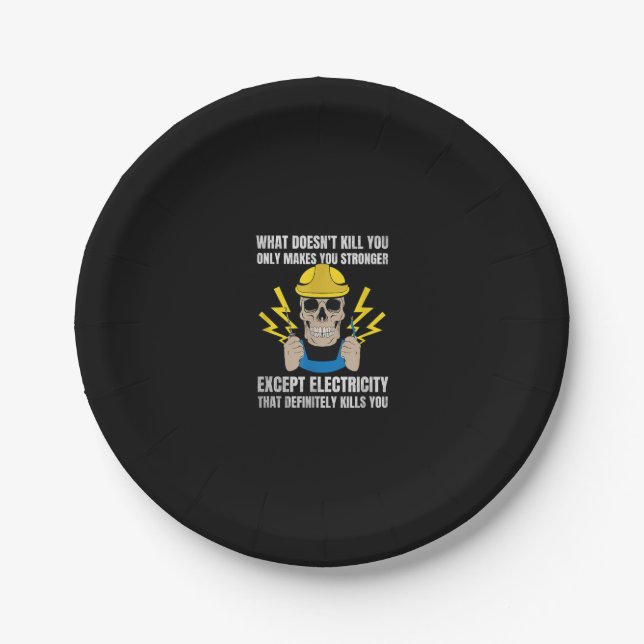 Funny Electrician Gift  Electrical Engineer Paper Plates (Front)