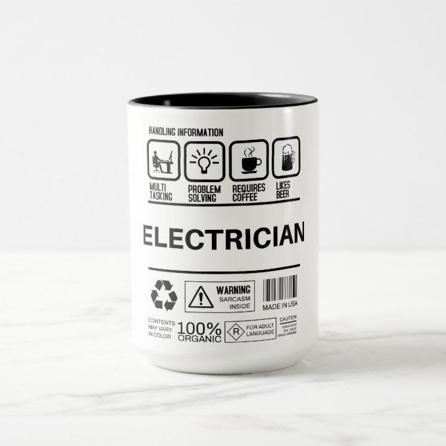Funny Electrician Handling Information Mug (Center)