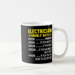 Funny Electrician Hourly Rate Pricing Chart Coffee Mug