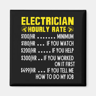 Funny Electrician Hourly Rate Pricing Chart Magnet
