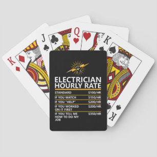 Funny Electrician Hourly Rate Table Humor Gift Poker Cards