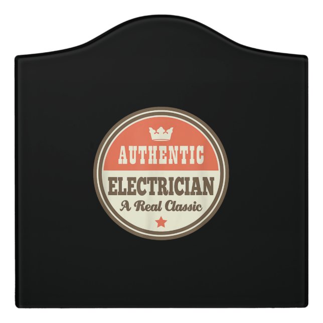Funny Electrician Job Gift Door Sign (Large Crest Front)
