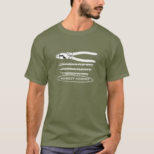 Funny Electrician Misspelled Linemanâs Pliers T_Shirt