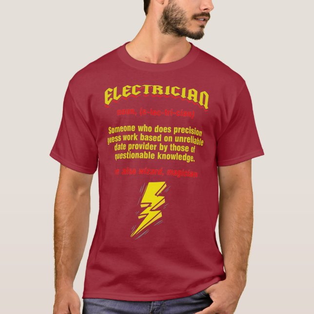 Funny Electrician Noun Definition Lineman T-Shirt (Front)