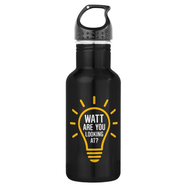 Funny Electrician Quote Watt Looking At Stainless Steel Water Bottle (Front)