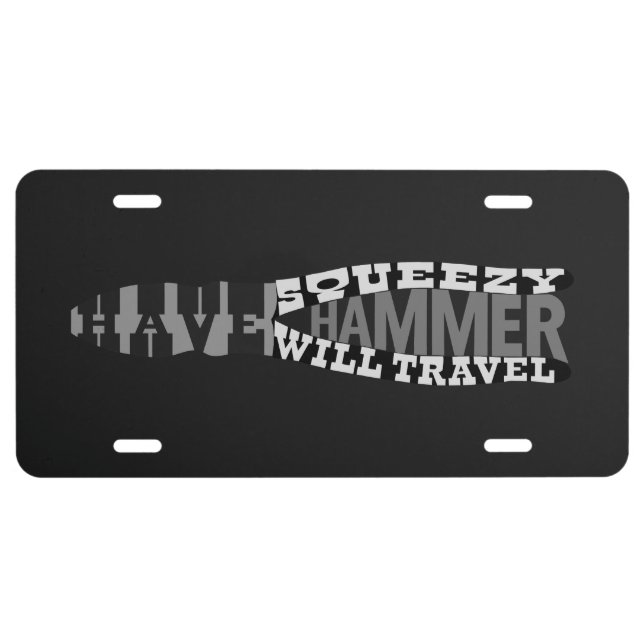 Funny Electrician Squeezy Hammer License Plate (Front)