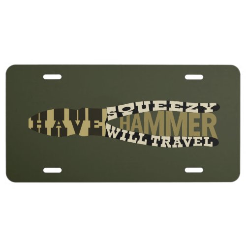 Funny Electrician Squeezy Hammer License Plate