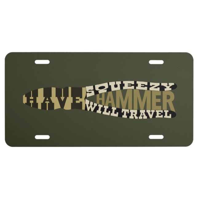 Funny Electrician Squeezy Hammer License Plate (Front)