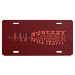 Funny Electrician Squeezy Hammer License Plate