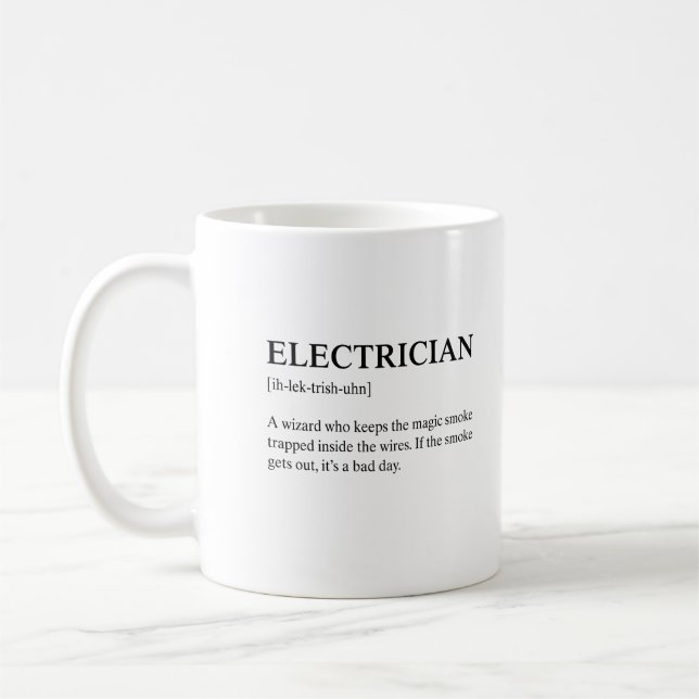 Funny Electrician Technical Meaning Description Coffee Mug (Left)