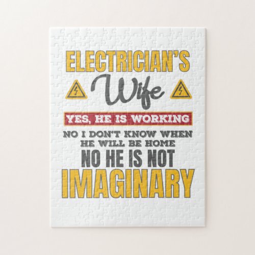 Funny Electricians Wife Gift Yes Hes Working Gift Jigsaw Puzzle