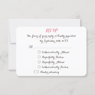 Funny Elegant Custom Wedding RSVP Invitation Card