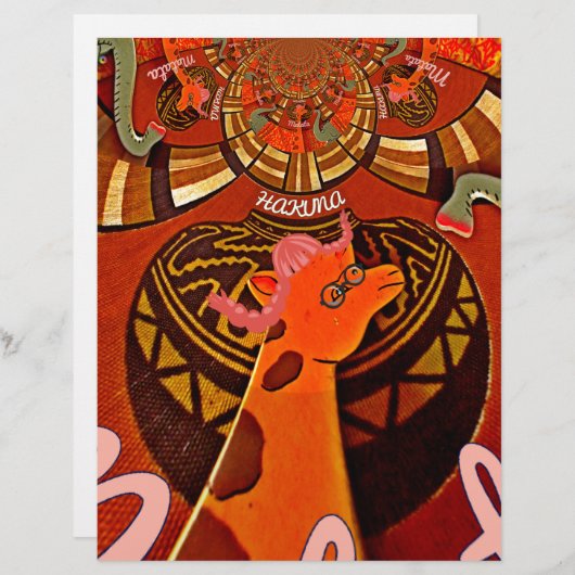 Funny Elegant Giraffe Accessorized African Style (Front/Back)