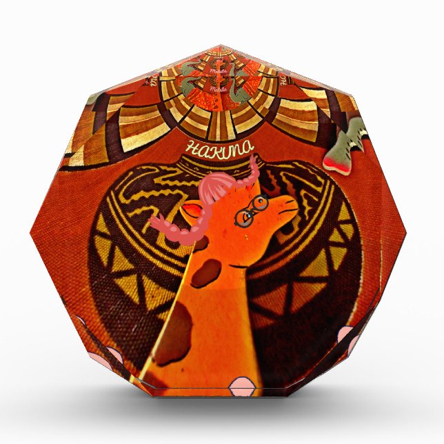 Funny Elegant Giraffe Accessorized African Style Award (Front)