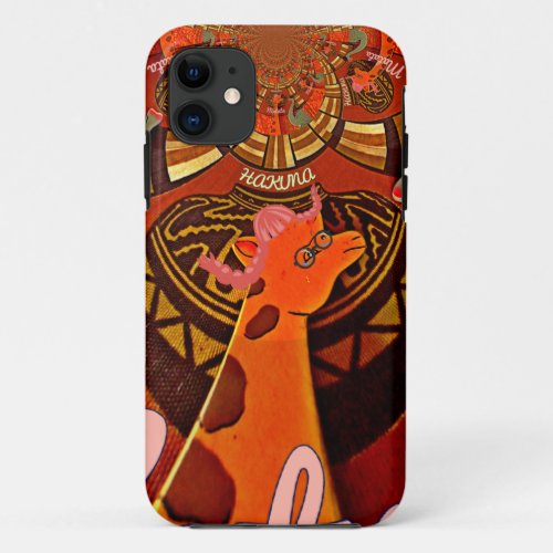 Funny Elegant Giraffe Accessorized African Style iPhone 11 Case