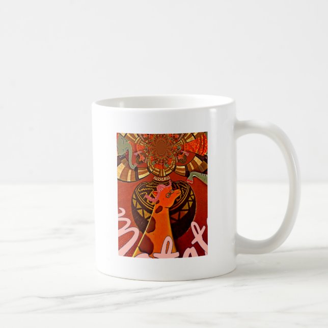 Funny Elegant Giraffe Accessorized African Style Coffee Mug (Right)