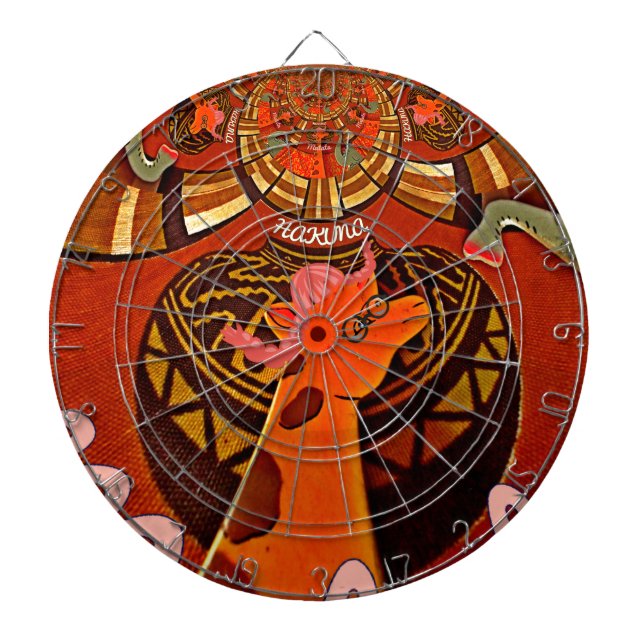 Funny Elegant Giraffe Accessorized African Style Dart Board (Front)