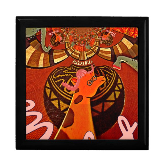 Funny Elegant Giraffe Accessorized African Style Jewelry Box (Front)