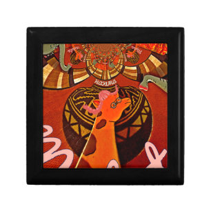 Funny Elegant Giraffe Accessorized African Style Keepsake Box