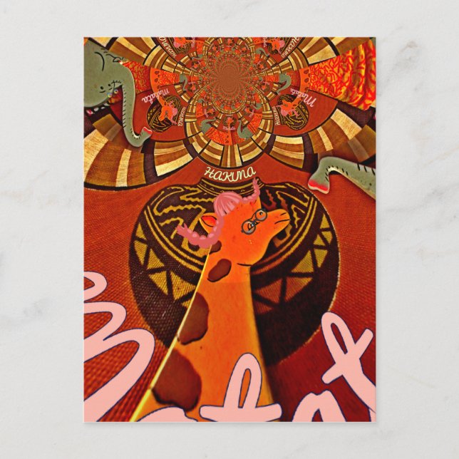 Funny Elegant Giraffe Accessorized African Style Postcard (Front)