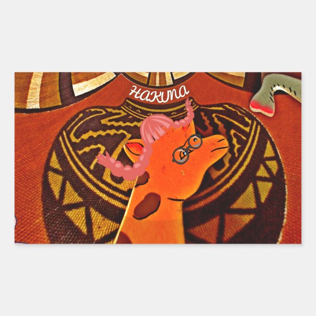 Funny Elegant Giraffe Accessorized African Style Rectangular Sticker (Front)